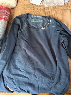 freecity Women's Dark Navy Crewneck Sweatshirt with Paint Detail